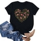 thumbnail image 3 of Primavera Top Mujeres de Moda de Cuello Redondo con Patrones de Corazón de Manga Corta Camiseta Top para Uso Diario Y de Fiesta, 3 of 5
