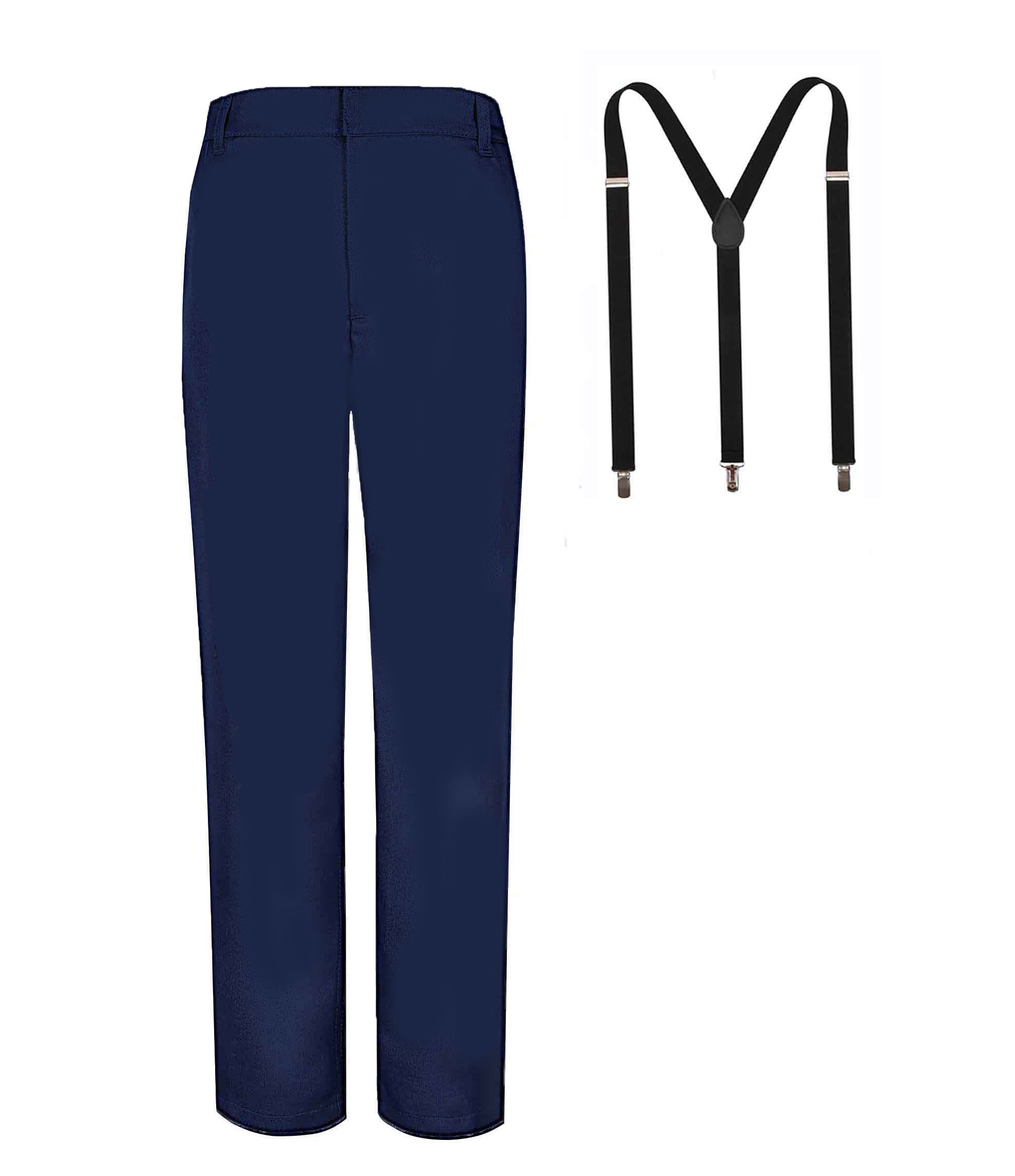 Bienzoe Boy's School Uniforms Adjustable Waist Pants Suspender Pack