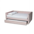 thumbnail image 3 of Baxton Studio Larkin Modern and Contemporary Pink Velvet Fabric Upholstered Full Size Daybed with Trundle, 3 of 7