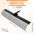 thumbnail image 2 of Jocisland 72" Behind Landscape Rake for Tractor, Tow Dethatcher Rake with 29 Steel Coil Tines and 2" Receiver, Fit for 3-point Suspension Systems, 2 of 9