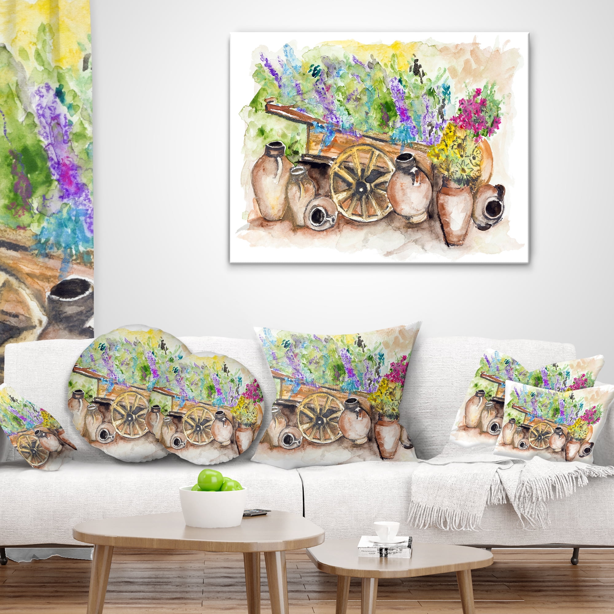 Designart Lavender Flowers - Floral Throw Pillow - 16x16