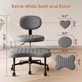 thumbnail image 6 of OMNIBERG Ergonomic Cross Legged Office Chair, Criss Cross Desk Chair ADHD Meditation Yoga Seat with Adjustable Height, Lumbar Support and Footrest, Kneeling Chair with Wheels, Grey, 6 of 7