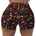 thumbnail image 2 of Gukieu BBQ Print Women's Sports Shorts, Elastic Waist High Stretch Running Yoga Gym Sweatpants-XX-Large, 2 of 8