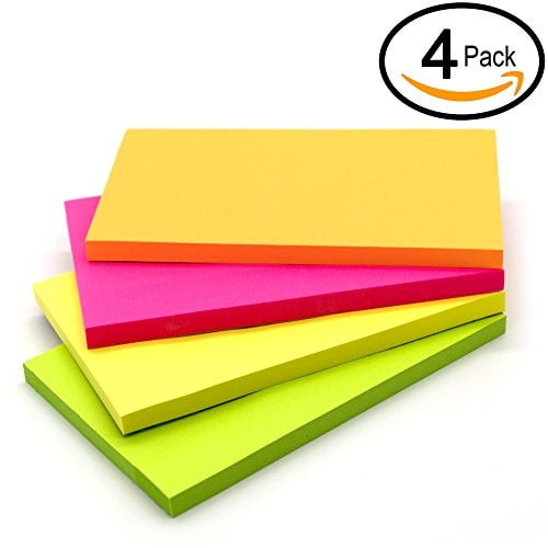 emraw sticky notes stick it stickies, unlined medium 3" x 5