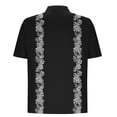 thumbnail image 5 of SGFCWSX Men's Guayabera Short Sleeve Button Up Shirt Printed Cuban Collar Casual Shirt for Tropical Beach Vacation Black Size 3XL, 5 of 6