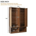 thumbnail image 2 of 4-In-1 Hall Tree with Bench and Shoe Storage, Farmhouse Coat Rack with 4 Rattan Doors, 6 Hooks & Adjustable Shelves, for Living Room, Entryway, Walnut, 2 of 12