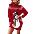 thumbnail image 1 of Qmyliery Women Knit Tops Long Sleeve Stand Neck Cartoon Christmas Shirt Casual Outfi, 1 of 4