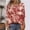 008 Red, variant on Womens Fall Fashion 2025 3/4 Sleeve With Smocked Cuffs Dressy Print Casual Blouses Outfits Beach Vacation Plus Size Clothes