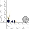 thumbnail image 2 of 18K Yellow Gold Plated Silver Blue Sapphire and Blue Diamond Pendant and Earrings Jewelry Set for Women (8.13 Cttw, Gemstone Birthstone, Oval 11X9MM and 8X6MM with 18 inch Silver Chain), 2 of 3
