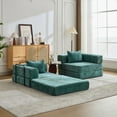 thumbnail image 5 of Miniyam Convertible Chenille Sofa Bed Couch, Modular Folding Floor Sleeper with Armrests, Space Saving Design for Living Room, Green, 5 of 8