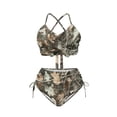 thumbnail image 6 of CHAQLIN Tree Camo High Waisted 2 Piece Bikini - Adjustable Drawstring Swimwear for Summer Beach Vacation - Trendy Gift for Women, 6 of 9