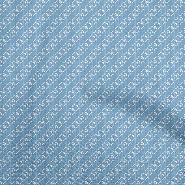 oneOone Georgette Viscose Medium Blue Fabric Bone & Paw Sewing Craft Projects Fabric Prints By Yard 42 Inch Wide