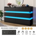 thumbnail image 2 of Blotout 6 Drawer Dresser with 60000-color LED Lights & Power Outlet, 59'' Long Modern Chest of Drawers for Closet, Handle Free Minimalist Dresser for Bedroom, Living Room, Entryway, Hallway, 2 of 7