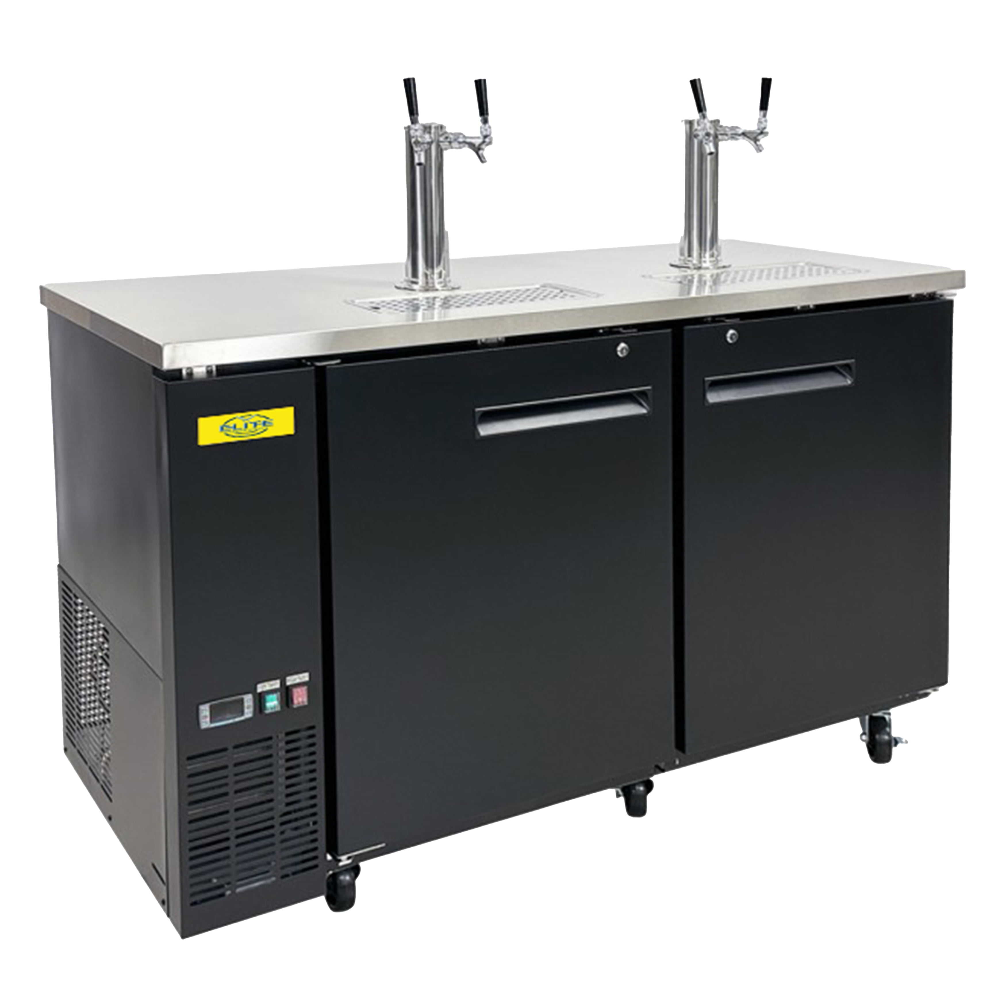 61 in. Commercial 4 Tap 2 Towers Kegerator Refrigerated Beer Dispenser 15 Cu.Ft. NSF Certified