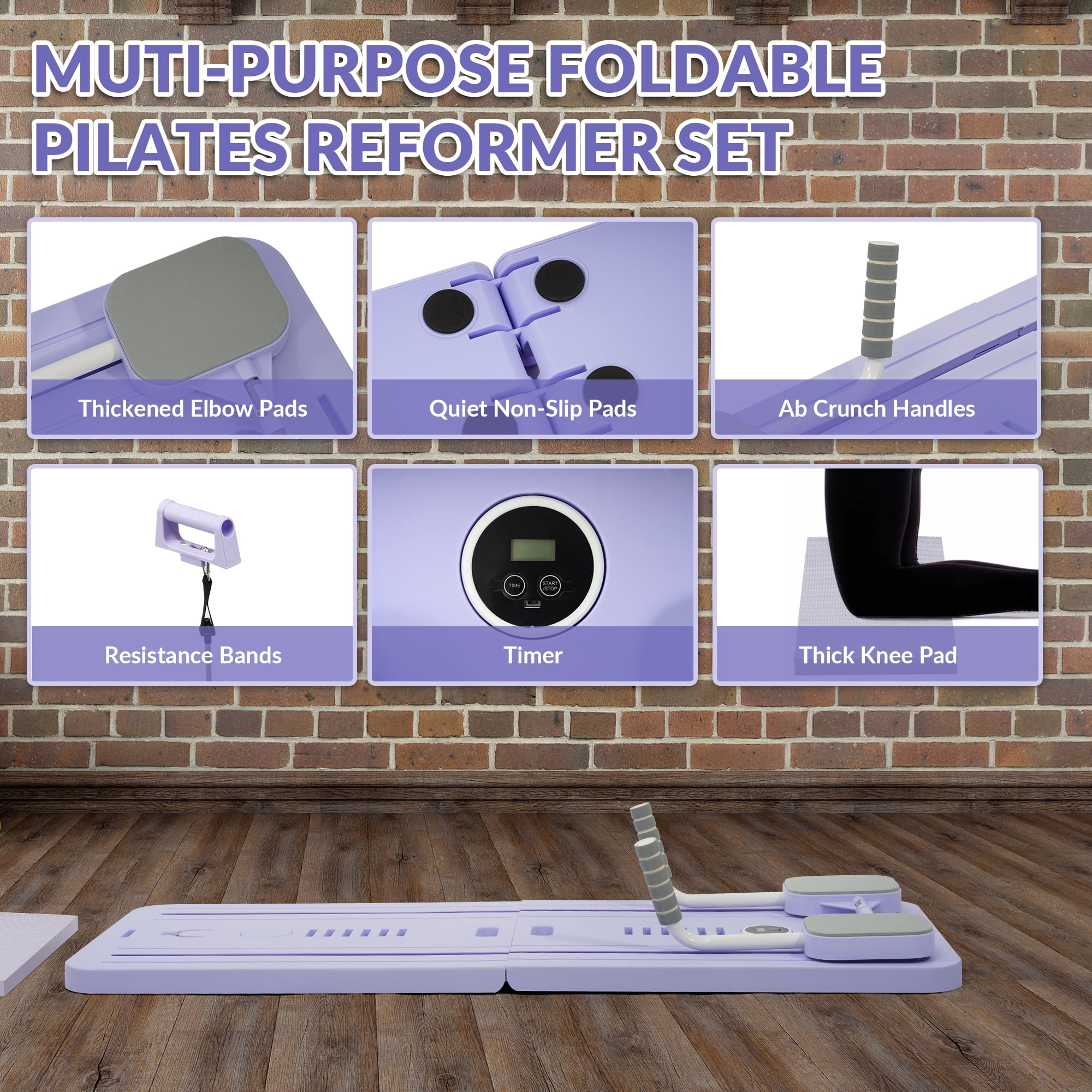 Signature Fitness Ultimate Pilates & Home Fitness Machine，Indoor Core & Full Body Workout, Adjustable Exercise Trainer for Abs & Muscles, Available in Purple or White