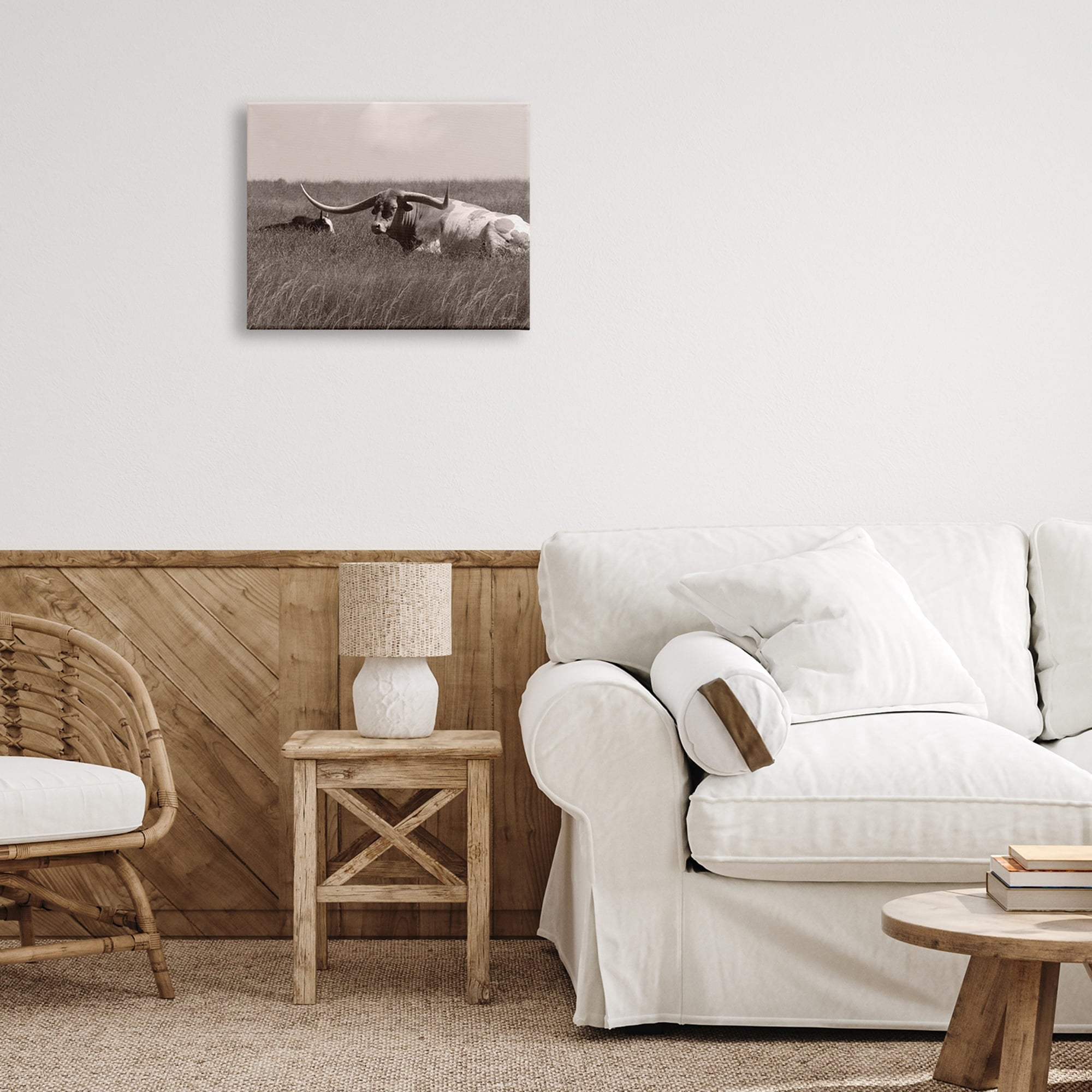 Stupell Industries Longhorn Cattle Basking Countryside Sun Pasture , 30 x 24, Design by Lori Deiter