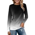 thumbnail image 1 of AMERTEER Femmes Quotidien Tops Manches Longues Confortable Gradient Imprimé Chemisier Tops Casual Manches Longues Tunique Col Rond Pull-Over Chemises, 1 of 4