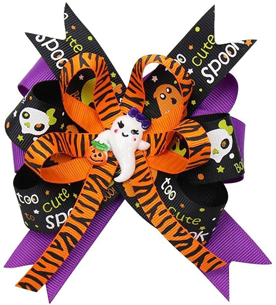 Halloween Costume Cute Spider Ghost Hat Ribbon Bow Hair Clip Pins Accessaries