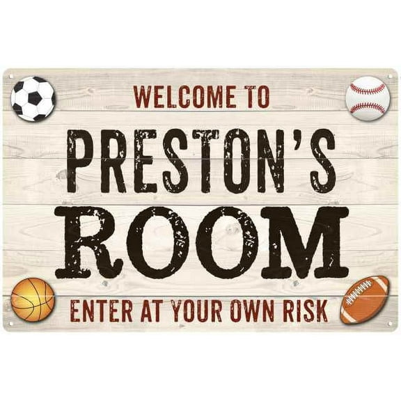 PRESTON'S Room Kids Bedroom Sign Boy's Gift 8x12 Metal 108120090146
