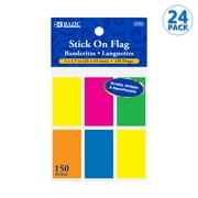 BAZIC Neon Page Markers 1x1.7 Neon Index Tabs, (150 Flags/Pack), 24-Pack
