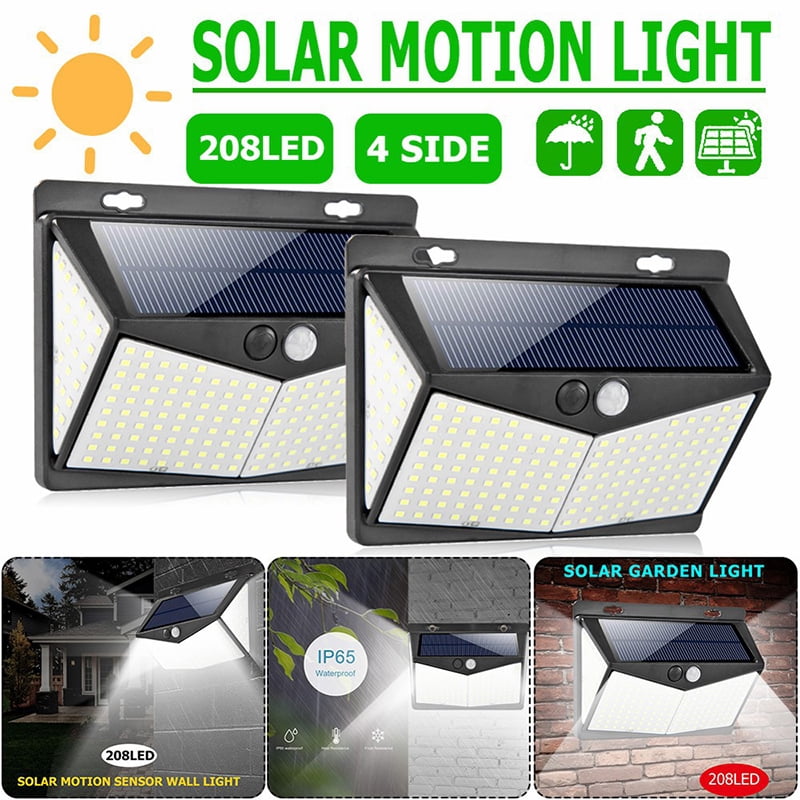 Outdoor 208 LED Solar Power Garden Light Yard PIR Motion Sensor Lamp Floodlights 