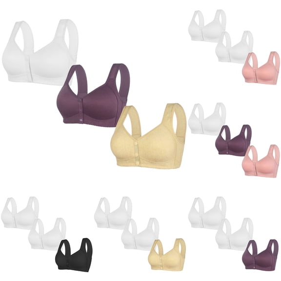 LOVZFMLL 3 Pack Plus Size Bras for Women Solid Color Comfort Soft Push Up Bra No Underwire Full Coverage Front Closure Everyday Bralettes Z 3XL