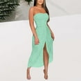thumbnail image 4 of Ecqkame 2025 Women's Long Formal Dress Sexy Split Sleeveless Off Shoulder Solid Color Dresses Hollow Out Wrap Chest Flowy Dresses Mint Green XL, 4 of 7