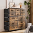 thumbnail image 3 of CazToi Cómoda de 12 cajones para dormitorio, cómoda alta de tela con superficie de madera y estructura metálica, torre organizadora de almacenamiento, 3 of 8