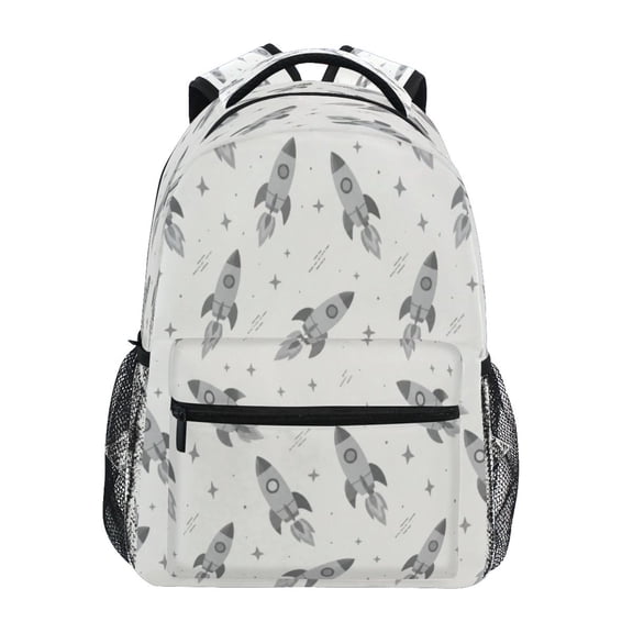 Backpack 16x11.4x6.9 Inches Fashion Backpack Shopping Travel Outing Backpack Rocket Star White