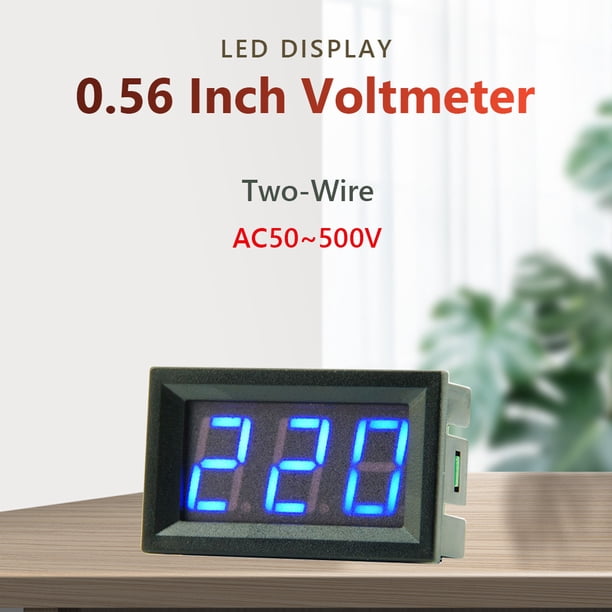 Voltímetro Digital Voltímetro de 2 cables de 056 pulgadas Pantalla LED AC 50-500V Medidor de voltaje de 2 cables (Azul)
