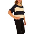 thumbnail image 2 of Aeropostale suéter de punto recortado de ajuste ancho a rayas para mujer, azul, mediano, 2 of 4