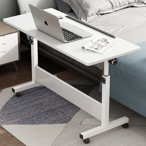 Small Standing Desk Adjustable Height, 31.8inch Small Folding Desk for Small Space, Portable Laptop Desk, Home Office Desks with Wheels, Small Computer Rolling Desk