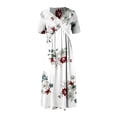thumbnail image 4 of Ruyang Women Short Sleeve Maxi Dress Wrap V Neck Casual Long Dresses Spring Summer Flowy Beach Sun Dress With Pockets V Neck Wrap Dress for Women, 4 of 5