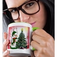 thumbnail image 2 of 3drose, Snowman - Decorating the Tree, 11oz Two-tone Green Mug, 2 of 6