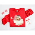 thumbnail image 3 of Retro Pink Santa Sweatshirt | Vintage Christmas Face Graphic Pullover, 3 of 5