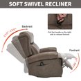 thumbnail image 5 of 360° Swivel Recliner Chair Rocker with Massage and Heating for Elderly, Genuine Leather Lounge Single Sofa with Adjustable Footrest and Backrest, Grey, 5 of 7