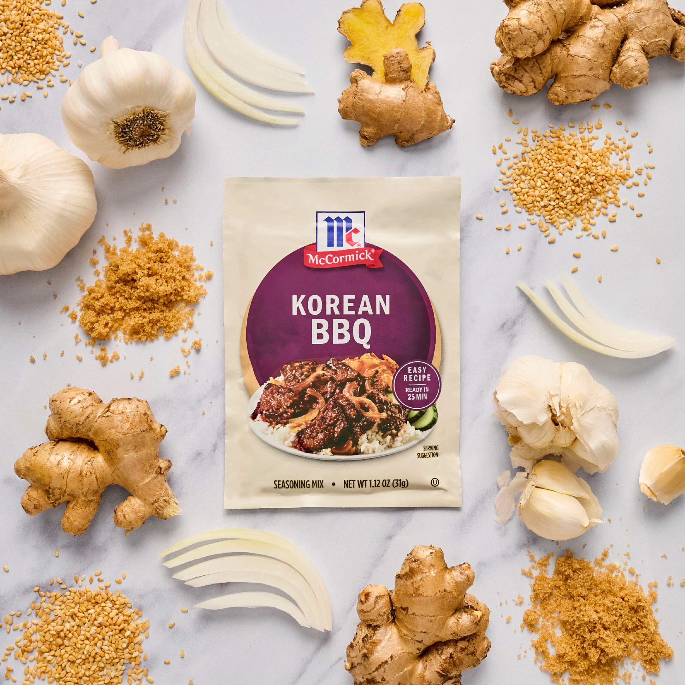 (12 pack) McCormick Korean BBQ Seasoning Mix, 1.12 oz Packet