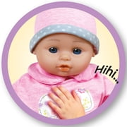 Lissi: 16 Interactive Baby Doll Alexa - Pink-Grey-Polka Dot-Bow Outfit & Hat, Sounds & Moving Face, Bottle & Pacifier, Roleplay Toy, Kids-Toddlers 2+