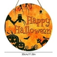 thumbnail image 3 of BNNG Halloween Decorations Halloween Wreath Cute Ghost Pumpkin Bat Front Door Decorations Hanging Sign Wooden Front Door Hanger for Wall Indoor Home Decor, 12 inches, 3 of 6