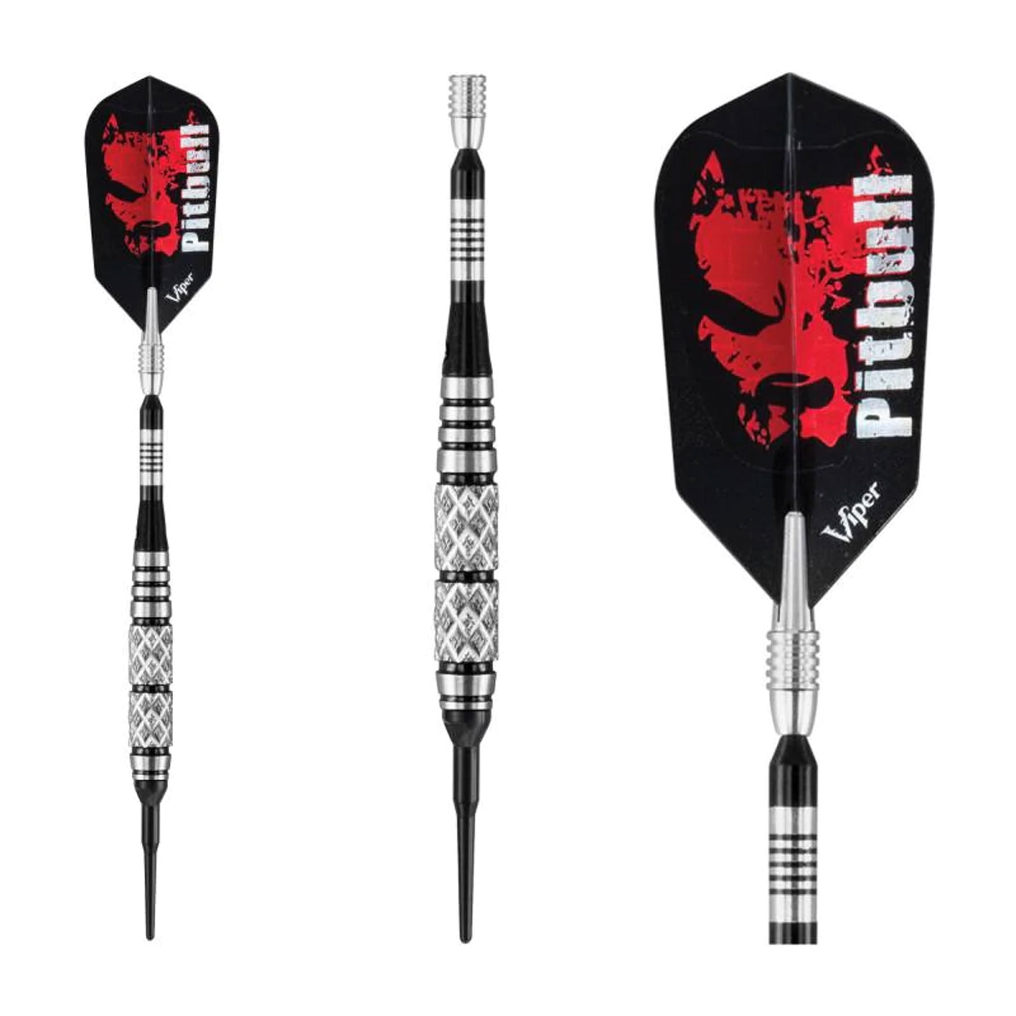 Viper Pitbull 90% Tungsten Soft Tip Dart Set, Ringed Barrel, 18 Grams