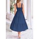 thumbnail image 2 of Vestido PRETTYGARDEN para mujer, a media pierna, color azul oscuro, talla XXL, 2 of 9