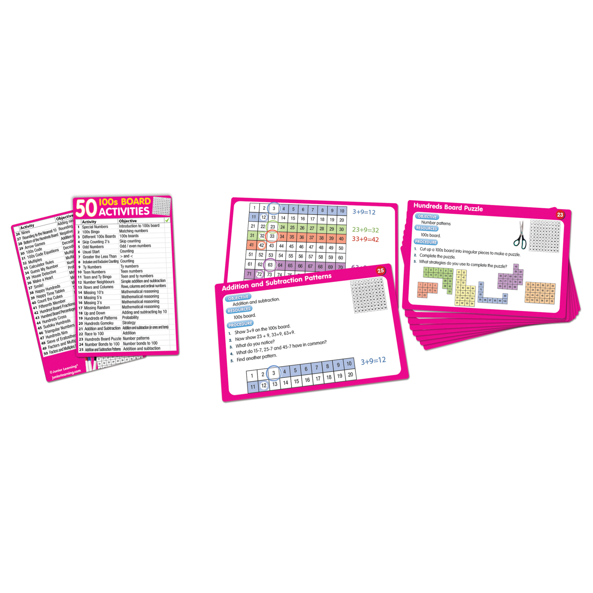 50 100s Board Activities Junior Learning for Ages 5-8 Kindergarten Grade 2 Learning, Math, Numbers, Hundreds, Perfect for Home School, Educational Resources