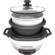 BLACK+DECKER Electric Rice Cookers, W/ Steaming Basket, White - Nonstick Interior, Dishwasher Safe Parts