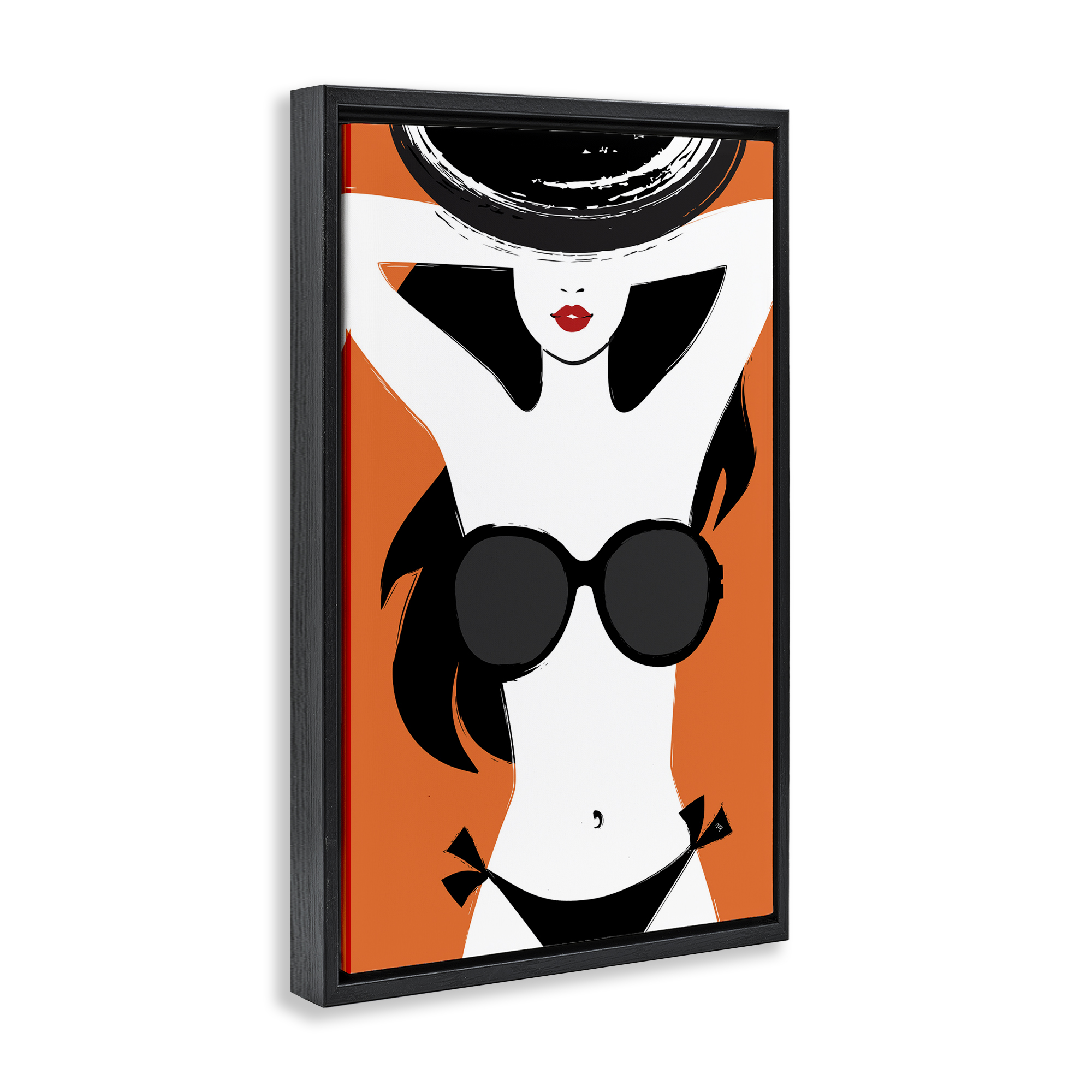 Stupell Industries Summer Vibes Girl Coastal Painting Black Floater Framed Canvas Art Print Wall Art, 17 x 25