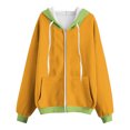 thumbnail image 4 of UPPADA Womens Plus Size Zip Up Hoodies Long Sleeve Fall Oversized Sweatshirts Comfy Color Block Jacket Hooded Sweatshirts Women's Plus Size Full Zip Up Hoodies Orange,L, 4 of 5