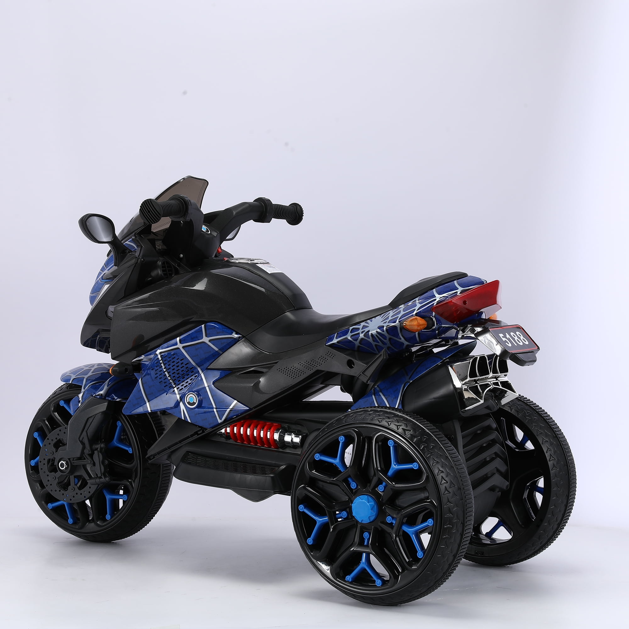 HNH Kids Motorcycle for 3-6 Year old, 3-Wheels Ride On Motorcycle, 12V Battery Powered Motorbike with PU Seat, Training Wheels/Manual Throttle/Lighting Wheels/Wireless