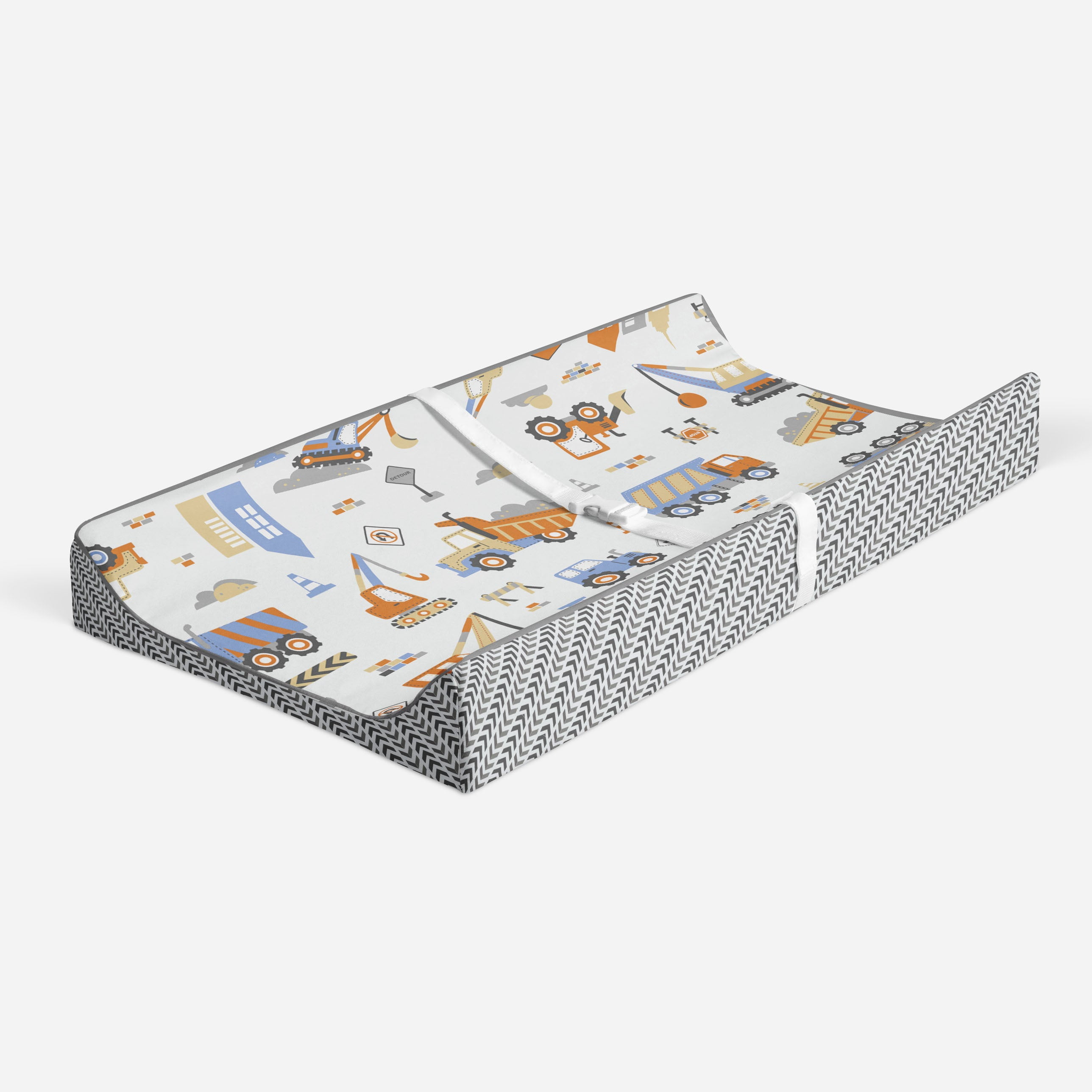 Bacati - Construction Yellow/Orange/Grey/Blue Boys Quilted Changing Pad Cover