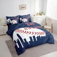 thumbnail image 4 of Feelyou Baseball Sports Kids Twin Bedding Sets 7-Piece, Vintage Football Lover Bedding Comforter Set, Blue Red Stripes Reversible Sheet Sets, Microfiber Bedroom Decor, 4 of 9