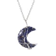 thumbnail image 1 of Zhuge Colgante de collar con forma de árbol de la vida, accesorios para collares para hombres y mujeres, colgante de luna de grava de cristal de colores (hilo plateado azul oscuro), 1 of 5