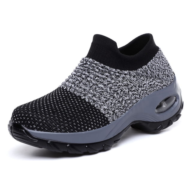 Chaussures de Marche en Maille pour Femmes à Enfiler avec Coussin d'Air, Confortables, à Plateforme pour le Travail
